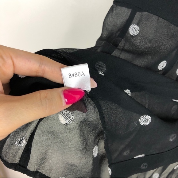 Ann Taylor Petites 10p Black sheer embroidered button down blouse - Picture 4 of 6